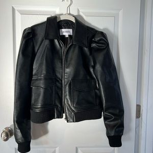 BB Dakota Black Bomber Jacket with Ribbed Cuffs
